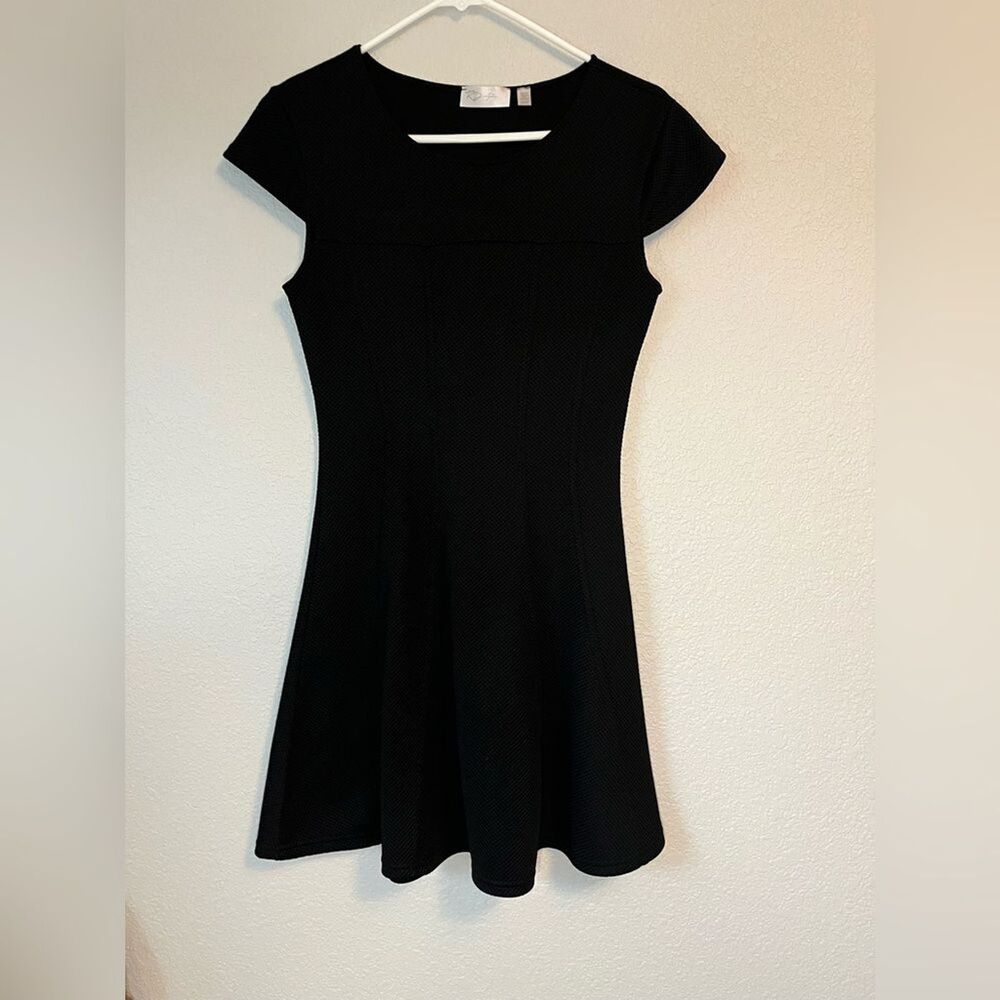 Rd style LBD knit drop waist textured classic cap sleeve S fit and flare 2000s